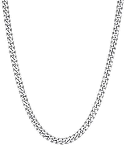 VEXXS Panzerkette Herren Kubanisch Edelstahl 18 Karat Vergoldet 4/5/6mm halskette Herren Kette,Goldkette für Herren Damen Männer Jungen, Schmuck Geschenk,46-66cm