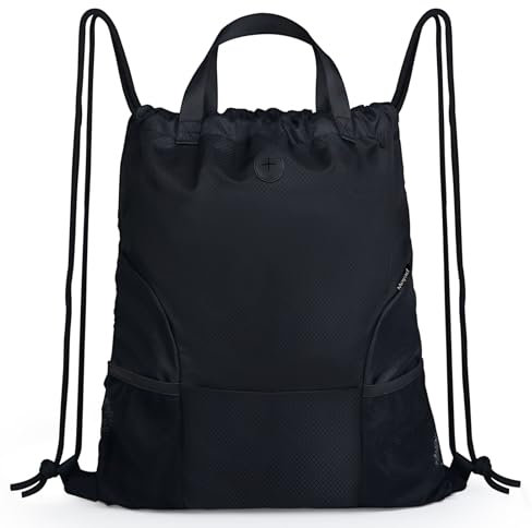 Moyad Sac à Dos à Cordon Unisex Sacs de Sport pour Homme Femme, Idéal pour Fitness Voyage Plage Natation Gym, Motif en Grille de Diamants & Noir