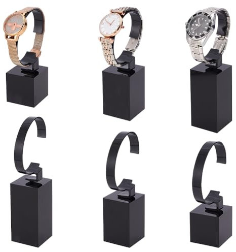 DELORIGIN Acrylic Watch Display Stand 3 Sizes C Shape Single Watch Bracelet Display Holder Store Trade Show Bracelet Watch Black Display Rack Holder for Men's Watch Home or Store Selling Shows