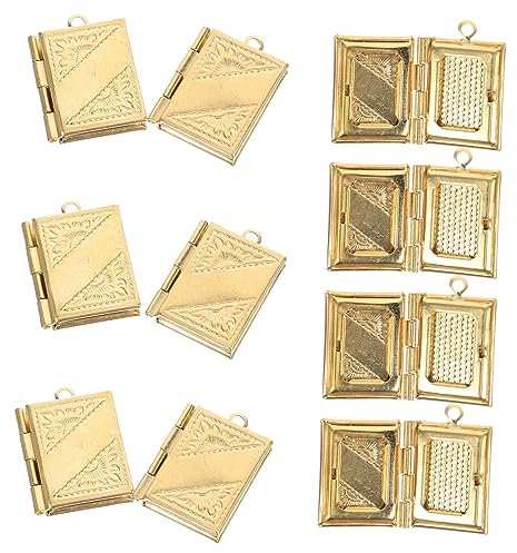 WOFASHPURET 10stücke Buchanhänger-charms Aus Kupfer Rechteckige Medaillon-charms Für Schmuckherstellung Zum Basteln Und Selbermachen