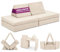 Linodino® Spielsofa | Kindersofa aus Schaumstoff Bausteine - Spielsofa für Kinder & Kuschelecke im Kinderzimmer [OHNE Harte Teile] Morgentau Beige