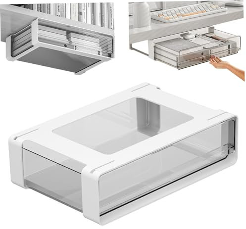 XJKLBYQ Under Shelf Drawer,Paper Plate Holder Under Cabinet, Cupboard Storage Organizer Easy To Install, Plastic Storage Organizer For Kitchen Pantry, Cabinet Accessories