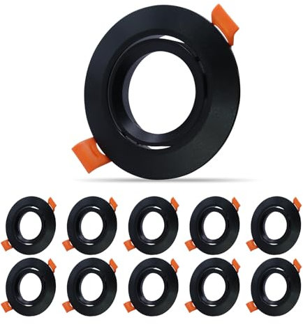 JOYINLED 10 Stück Decken-Einbaurahmen Einbaurahmen schwarz matt (LED/Halogen/MR16/50mm) inkl. GU5.3 Fassung