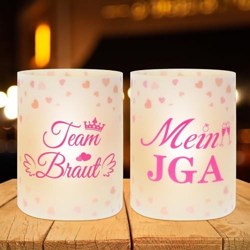 TGFIX 12Pcs JGA Windlicht Tischdeko Team Braut JGA Tischdeko Rosa Junggesellinnenabschied Deko JGA Frauen Dekoration Birde to be Tisch Deko JGA Party Accessoires für Teelichter oder Kerzen