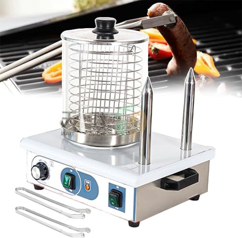 forplubossmmp Commercial Hot Dog Warmer Machines - with 2 Grilling Tongs - Sausage Grill Cooker with 2/4 Heating Rod - Electric Food Steamers for Food Trucks, Restaurants, Breakfast Shop,2-stick