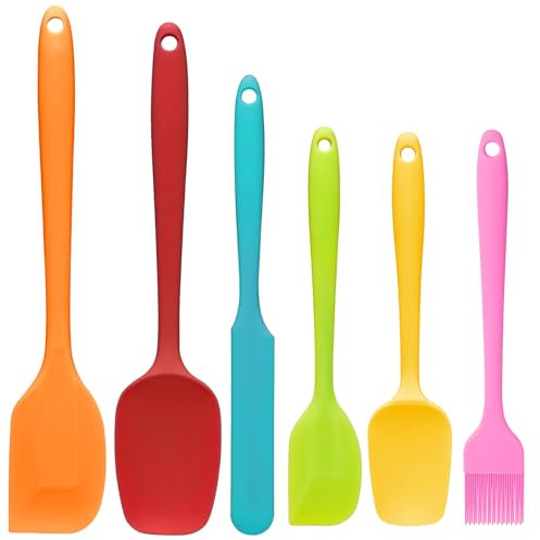 Silicone Spatula, 6 Pcs Heat Resistant Spatulas for Cooking, BPA Free Non Stick Rubber Spatula Set, Food Grade Spatula Kitchen Utensils for Baking, Frying, Cooking and Mixing