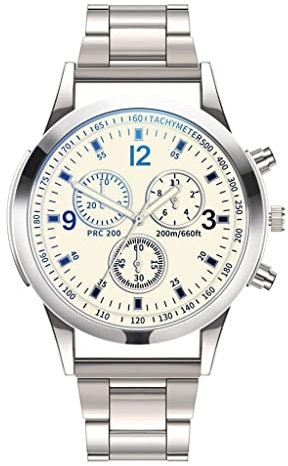 Herren Uhr Ultra Dünne Uhr Steel Watch Wristband Casual Luxusuhren Quarz Edelstahl Herrenuhr Herrenuhr Casual Multifunktion (C, One Size)