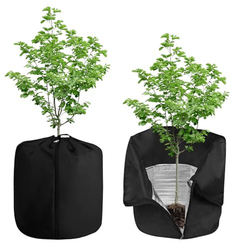PRITOK Frostschutzbeutel für Topfpflanzen: 2 Stück Thermo Topfschutz für Pflanzen 45x55cm, Winterschutz für Pflanzen Wiederverwendbar Winterschutz mit Zugband & Reißverschluss
