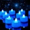 Amagic Blue LED Tea Lights Candles, 24 Pack Battery Operated Flameless, Long Lasting Colored Tealights for Halloween, Party, Wedding Table Decor