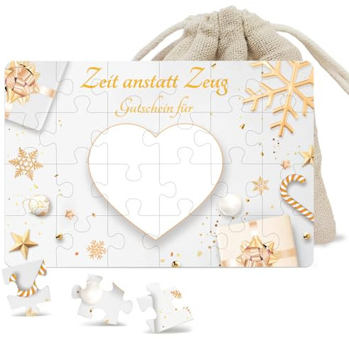 Luckeey Puzzle 24-teilig | Zeit Statt Zeug Gutscheine zum Selber Ausfüllen | Gutschein Verpackung, Karte, Geburtstagskarte, Weihnachten | Geschenke für Frauen Männer