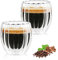 KAMEUN Doppelwandige Kaffeegläser, 2er Set 250ml Latte Macchiato Gläser, Espresso Glas, Borosilikatglas Thermogläser für Cappuccino, Americano, Tee, Milch, Bier, Eis
