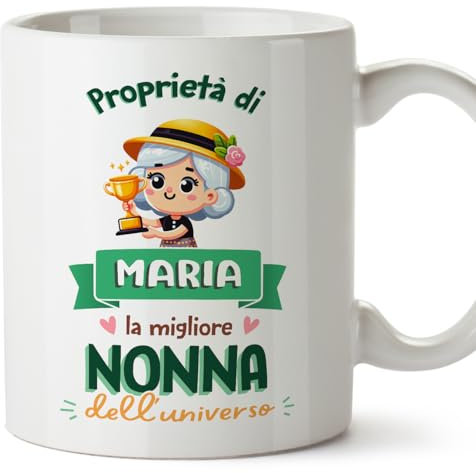 Mugffins Tazza Personalizzata in ceramica per NONNA 11 oz / 350 ml - In italiano - Proprietà di - Idea regalo per compleanno, anniversario, natale