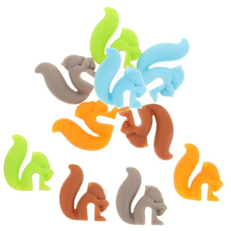 Ciieeo 10pcs Silicone Tea Bag Holder for Mug Squirrel Shape Drink Markers Tea Bag Holders Wine Glass Identifiers Kitchen Hanging Cup Rack