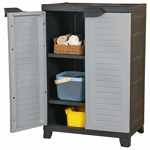 Iiaky Kunststoffschrank 65x45x97 cm Gartenschrank Werkzeugschrank Terrassenschrank WerkzeugschräNke Kunststoffschrank FüR AußEn