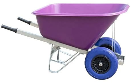 Agri Barrow 200 Litre Twin Wheel Wheelbarrow Plastic Tub Puncture Proof Tyres (Purple)
