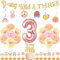 Wonmelody Groovy 3rd Birthday Decorations Young Wild and Three Banner Groovy Party Decor Daisy Hanging Swirls Three Groovy Birthday Decor Cake Topper Groovy Retro Boho Hippie 3rd Birthday Party Decor