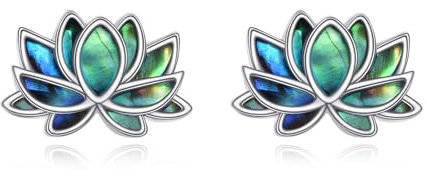 VONALA Lotus Ohrstecker aus 925 Sterling Silber mit Abalonmuschel Lotus Ohrringe Lotus Blumenschmuck für Frauen