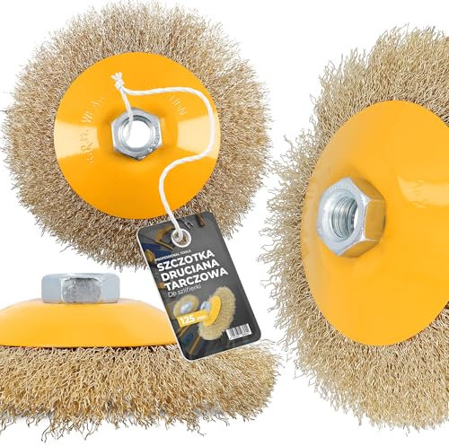 Brosse Filée Perceuse 125 mm M14 Brosse Ronde Disque Brosse Visseuse Fil Métallique Dérrouillage Élimination Calamine Ébavurage Nettoyage Nœud Torsadé