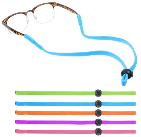 Giantree 5 Stück Brillenband, Sport Brillenkordel, Verstellbare Brillenkette Anti-Rutsch Brillenschnur Sportbrillenband mit guter Schweißabsorption für Sportbrillen Sonnenbrillen Lesebrillen Unisex