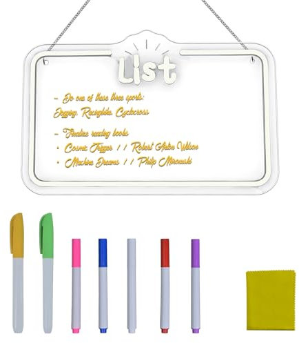 Looklight Tableau Dessin Lumineux, Tableau Led Enfant, Tablette Lumineuse Dessin, Tablette Acrylique LED avec Câble USB, Chaîne de Suspension, Support & 7 Marqueurs pour Bureau, École, Maison