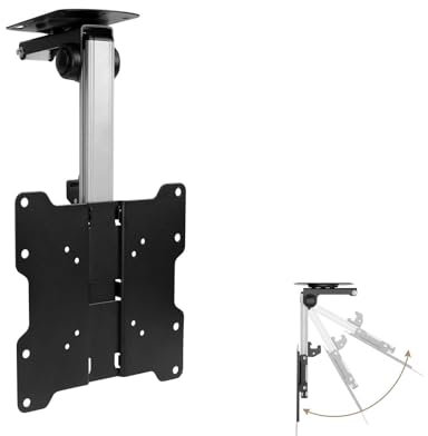 QICBYING 0–90° Herunterklappbare TV-/Monitorhalterung - Deckenmontage In Der Küche Über Und Unter Dem Schrank, Höhenverstellbare TV Halterung, Für 17 Bis 37 Zoll LED-Bildschirm