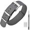 ANNEFIT Nylon Uhrenarmbänder 21mm mit Edelstahl Metall Schließe, Sport Atmungsaktive Ersatzarmband (Grau)