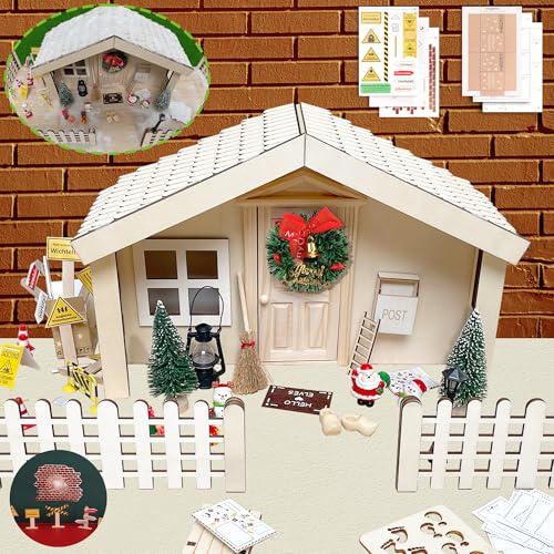 STFALI Kit d'accessoires de maison de lutin de Noël - Kit de porte de lutin de qualité supérieure - Lutin de Noël - Décoration DIY pour Noël - Comprend une porte de lutin - Cartons de déménagement