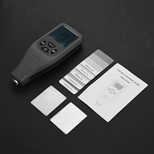 Fafeicy Coating Meter Digital LCD Paint Thickness, Magnetic Induction and Eddy Current Probes for Metal Auto Test Measuring 0-1500um with Large Screen LCD, Grey RZ240 for Zinc
