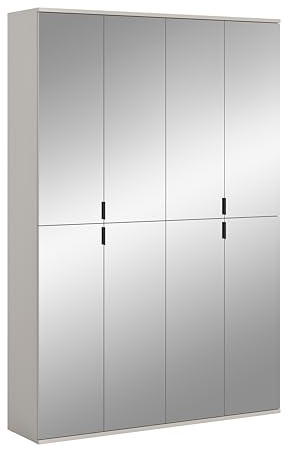 xonox.home – 2 TLG. Garderobenkombination Projekt X 122x193x34 cm in Kaschmir Melamin – Set aus Zwei Breiten Spiegelschränken – Maximale Spiegelfläche & viel Stauraum für Schuhe & Accessoires