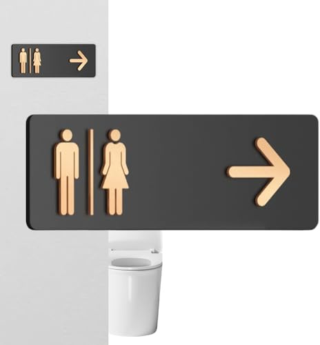 Señal Baño Hombre Y Mujer - 30x10cm Señal De Baño Acrílico Con Flechas, Señals Aseos Con Adhesivo, Signo Baños, Pictogramas Con Símbolos De Hombre Y Mujer, Instalación Fácil, Para Empresas, Oficina