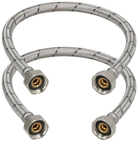 KOTARBAU® Flexschlauch 1/2“ x 1/2“, Wasserschlauch, Panzerschlauch 50 cm | 2er Set, Anschlussschlauch für Armatur, Schlauch Für Wasserhahn, Edelstahlummantelt, Silber