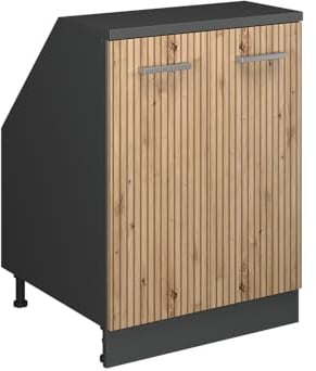 Vicco Küchenschrank für Dachschrägen R-Line, Artisan-Eiche, 60 cm mit 2 Türen, Schrankkorpus 60 cm Tiefe, zur freien Kombination innerhalb modularer Küchensysteme