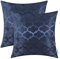 CaliTime Kissenbezüge Kissenhülle 2er-Pack Wurfkissenbezüge Schalen für Heim-Sofa-Couch Modern Shining & Dull Contrast Quatrefoil Accent Geometric 50cm x 50cm Dunkelblau
