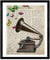 Nacnic Vintage Grammophon mit Schmetterlinge Poster. Vintage Stil Wanddekoration Abbildung von Musik und Insekten mit Bucherseite Hintergrund. Verschiedene kreative Bilder ohne Rahmen. Größe 24x30cm.
