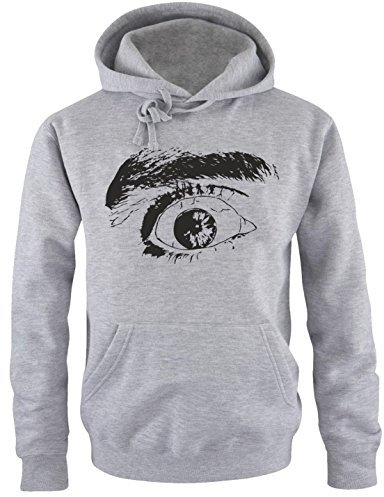 Coole-Fun-T-Shirts Hoodie Sweatshirt mit Kapuze DAS Auge ! Horror Schocker Psycho GRAU Gr.M