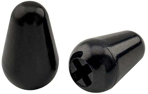 Musiclily USA Gewinde Gitarre 5 Weg Schalter Kopf Schalter Kappe Strat Switch Knobs Caps Tips für Fender Strat Tele Style E-Gitarre,Schwarz (2 Stück)