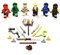 Lego Ninjago Figuren Alle 5 Ninja und Meister Wu ( Grüner Ninja Blauer Ninja Schwarzer Ninja Weisser Ninja und Roter Ninja ) und bmg2000 Aufkleber
