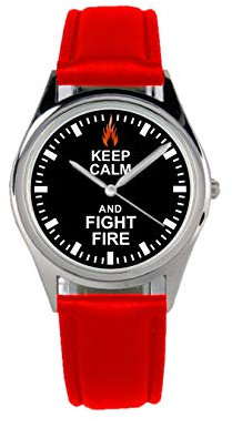 KIESENBERG Armbanduhr Feuerwehr Geschenk Artikel Idee Fan Damen Herren Unisex Analog Quartz Lederarmband Uhr 36mm Durchmesser B-20533