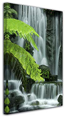 DECLINA Tableau Chutes d'eau imprimée - Impression sur Toile décoration Murale Zen - Déco Maison, Cuisine, Salon, Chambre Adulte - Vert 30x50 cm