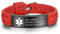 Grand Made Kostenlose Gravur 9 Zoll Silikon Einstellbare Medizinische Armbänder Sport Emergency ID Armbänder für Männer Frauen Kinder Wasserdichte Edelstahl Gummi Alert Armbänder (Red & Black)