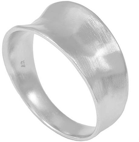 Pernille Corydon Damen Ring Silber Saga gehämmerte Oberfläche breiter Damenring mit Vertiefung Matt 925 Silber - Größe 55 - R411s-55
