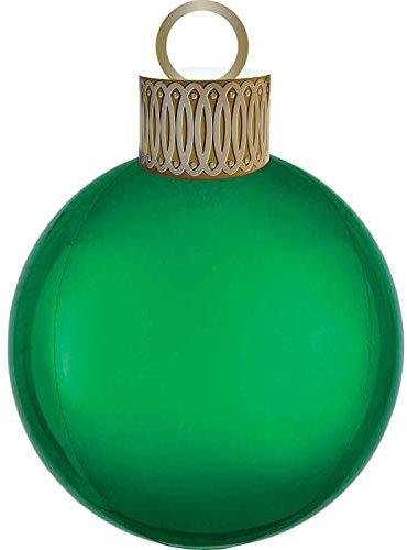 Amscan 4040601 - Orbz XL Folienballon Ornament Weihnachtskugel, 38 x 50 cm, Grün, Weihnachten, Heliumballon, Party, Dekoration, Xmas, Christmas, Baumschmuck