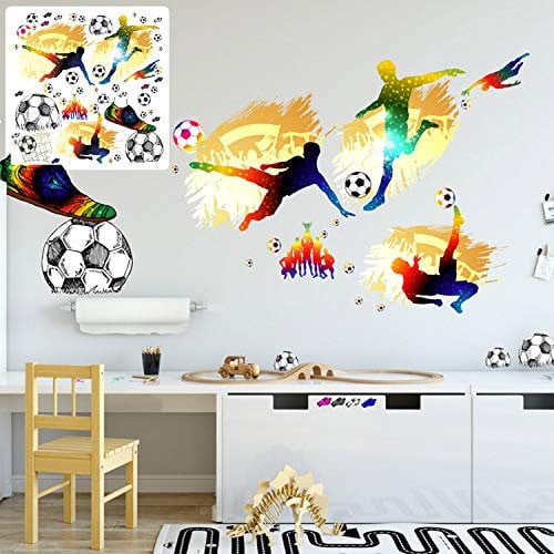 XXL Wandtattoo Set verschiedene Motive| Kinderzimmer Aufkleber bunt Wanddeko Fussball soccer Football