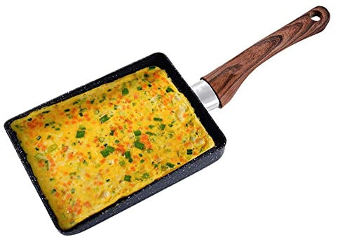 HERCHR Japanese Omelette Pan, Small Frying Pan, Pancake Pan Induction for Tamagoyaki, 15 x 18 cm