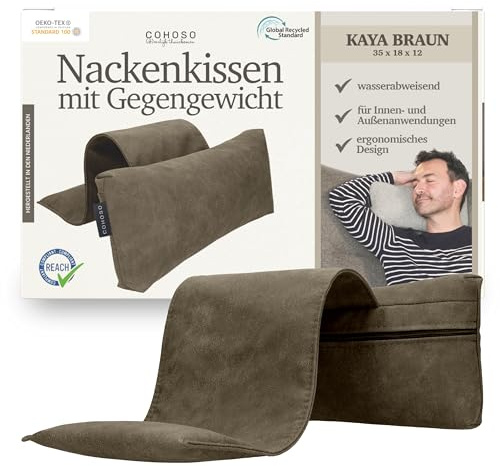 COHOSO® Nackenkissen für Gartenstühle mit Gegengewicht - Sesselkissen Kopfstütze für Sofa & Couch, Kissen für Liegestuhl, Kopfkissen für Liegestuhl, Nackenkissen für Bett, Nackenstütze für Sessel