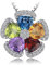 JewelryPalace 2.6ct Echt Edelstein Blautopas Amethyst Citrin Granat Peridot Ketten Anhänger, Kette Blume 925 Silber mit Stein Schmuck Set Kette Mädchen, Halskette Damen Bunt Collier für Frauen 45CM