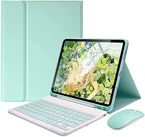 Ipad Pro 12,9 Pouces 5ème 4ème 3ère Génération 2021/2020/2018 Étui Clavier avec Souris et Clavier Bluetooth sans Fil Amovible, avec Porte-Crayon Slim Housse en Cuir Smart Cover pour iPad Pro 12,9