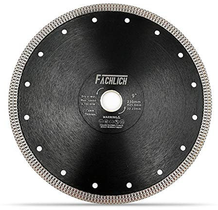 FACHLICH Diamant Trennscheibe 230MM Turbo Mesh Diamantklinge mit X Felgensegment für Hart Keramik Porzellan Fliesen Granit