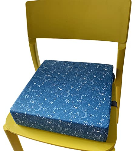 Kinder Sitzkissen Sitzerhöhung Stuhl Kind, FANSU Baby Karikatur Sitzkissen Quadratische Verstellbar Zerlegbar Kleinkinder Esszimmerstuhl ErhöHen Pad Esszimmer Boostersitze (blauer Stern)