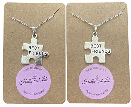 Best Friends Jigsaw Necklace Set, Best Friend Jigsaw Necklace, Best Friends Gift, 2 Necklaces, Best Friend Chains, Bff